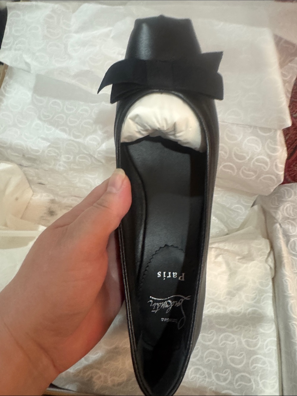 Christian Louboutin/Black Leather Bow Ballet 30mm pumps/“Mamaflirt”/US 7/NIB!!!! - Picture 6 of 16
